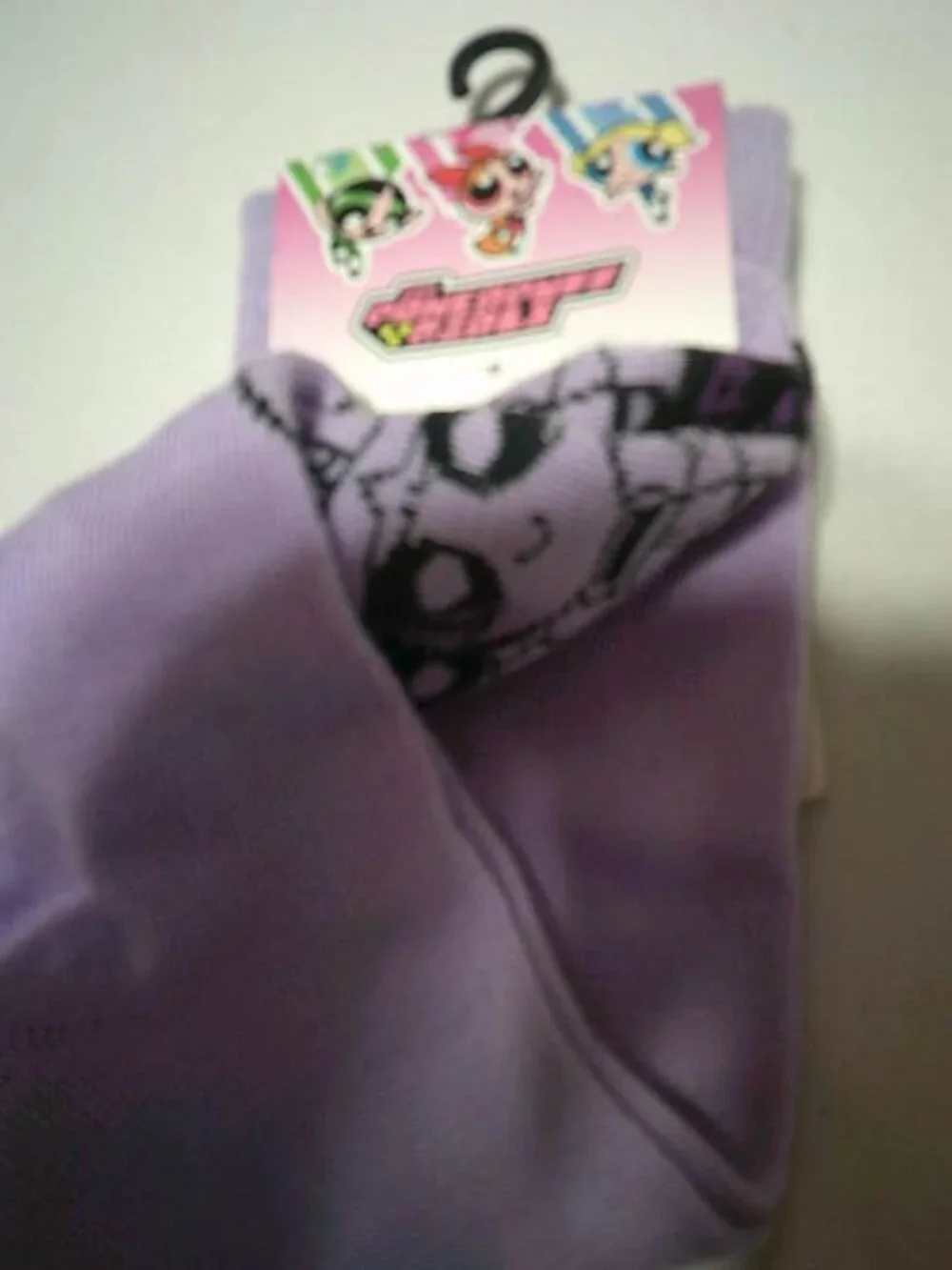 NEW POWERPUFF GIRLS NOVELTY PURPLE CREW SOCKS SIZE 10-13 👸👩
